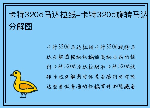 卡特320d马达拉线-卡特320d旋转马达分解图